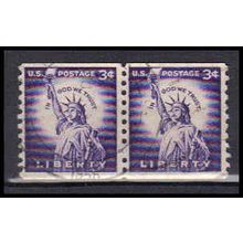 Used 1057 3c Statue of Liberty Fine Pair KA5930