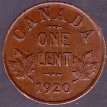 1920 Canada 1 Cent Coin Small