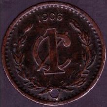 1906 Mexico 1 Centavo Coin