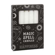 Candles - Set of 12 White 'Happiness' Spell Candles