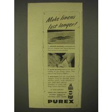 1944 Purex Bleach Ad - Make Linens Last Longer