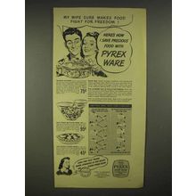 1944 Pyrex Oven Ware Ad - Makes Food Fight for Freedom