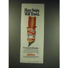 1987 CooperTools Wiss Snips Ad - Have snips will travel