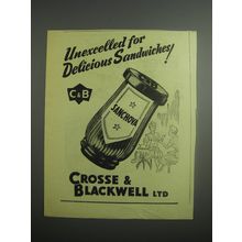 1948 Crosse & Blackwell Sanchova Ad - Unexcelled for delicious sandwiches