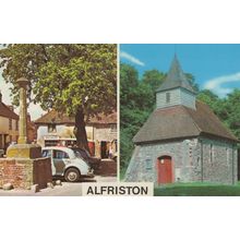 Classic Cars at Alfriston Chemist Car Park Sussex Postcard