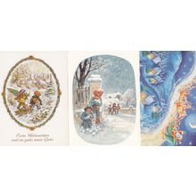 Czech Republic Santa Claus Sleigh Christmas 3x Soviet Postcard s
