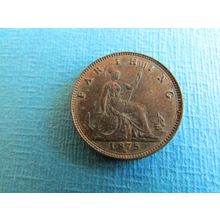 1875 H QUEEN VICTORIA FARTHING HEATON MINT BIRMINGHAM. (uebid)