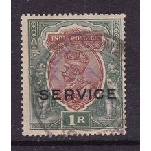 INDIA 1912-13 SERVICE GEORGE V 1R USED SG O91 WMK SINGLE STAR
