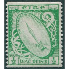 Ireland 1934 ½d bright green Imperf x perf 14 Wmk sideways SG71a unused