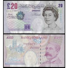 England 1999–2006 banknote 20 Pounds sign. M. Lowther P-390a VF/AXF