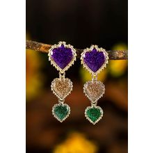 Purple Mardi Gras Shimmer Heart Earrings