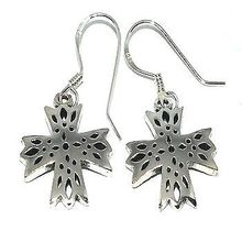 Sterling Silver Cross Windows Dangle Earrings