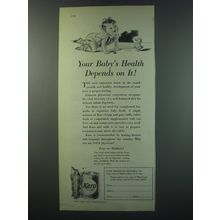 1930 Karo Syrup Ad - Your baby's health depends on it