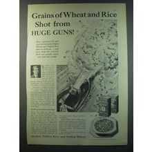 1930 Quaker Puffed Rice and Puffed Wheat Ad - Grains of wheat and rice