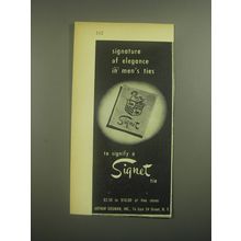 1945 Signet Tie Ad - Signature of elegance in men's ties