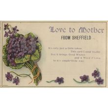 Love To Mother From Sheffield WW1 Wartime Greetings Postcard