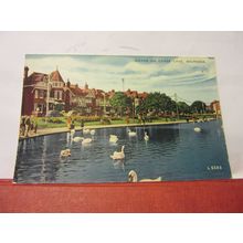 CANOE LAKE, SOUTHSEA, HAMPSHIRE used vintage postcard by Valentine 1950s pm =