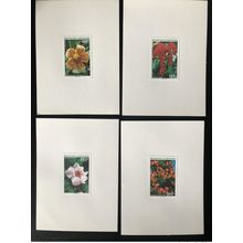 Gabon 2001 Mi. 1658 - 1661 Proof épreuve de Luxe Fleurs Blüten flore Rare !