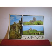 multiview, CORFE CASTLE, DORSET used postcard by J Arthur Dixon 1986 pm =