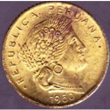 1960 Peru 5 Centavos Coin