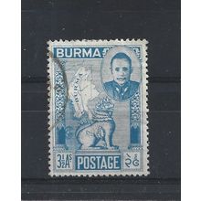 Burma.SG86 3 1/2a Gen.Aung San,Chinthe and Map of Burma (Blue).Fine Used.Jul25b