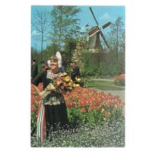 HOLLAND IN FLOWER DECORATION unused vintage postcard national dress =