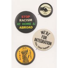 Stop Racism Black Racial Harmony Peace Protest Old Badge Button Postcard