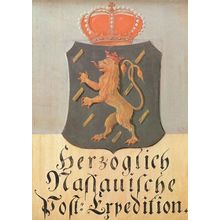 Posthausschild Nassau 1850 Post Office Sign German Postcard