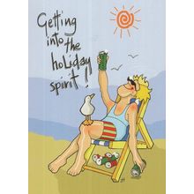 Beer Can Litterbug Drunk Alcohol Eastbourne Sussex Beach Comic Postcard