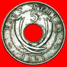 GREAT BRITAIN:EAST AFRICA★5 CENTS 1921 GEORGE V (1911-1936)★LOW START★NO RESERVE