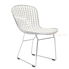 Steel Wire Chrome Mesh White Pad Side Dining Harry Chair -331 lb Rated Mid-Cent