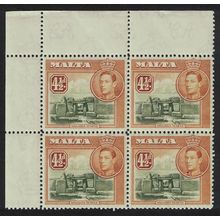 Malta Ruins at Mnajdra 4½d Corner Block of 4 1938 MNH SG#224