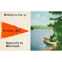 Boating Is Fine At Lindsay Ontario Moonlight Old Canada Postcard