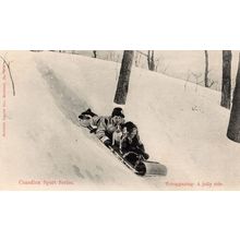Canadian Sports Series Tobogganing A Jolly Ride Rare EX Postcard
