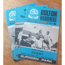 X 3 Bolton Wanderers Vintage 1970's Football Programmes.