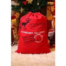 Fiery Red Christmas Drawstring Large Gift Bag