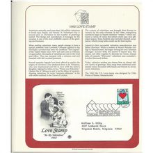 LOVE STAMP Be My Valentine ' OFFICIAL FIRST DAY of ISSUE ' (1992)