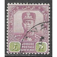 JOHORE SULTAN SIR IBRAHIM MALAYA 1922 5c SG109 109 SG USED WMK MSCA PMK RIGHT
