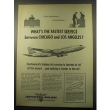 1959 Continental Airlines Ad - Fastest service between Chicago and Los Angeles