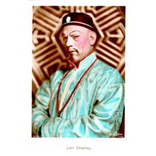 Lon Chaney Fu Manchu Film RARE Hand Coloured Tinted Sepia Real Photo Postcard