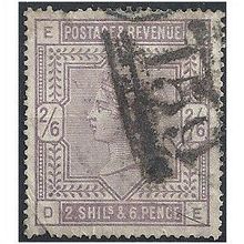 1883 SG178 2/6d Lilac Good+ USed (pelled perf) "DE" ...