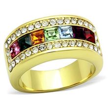 TK1402 - IP Gold(Ion Plating) Stainless Steel Ring with Top Grade Crystal in...