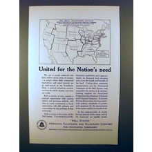 1923 AT&T Telephone Ad - United for The Nation's Need