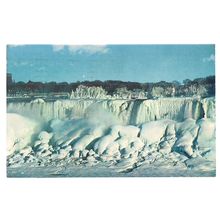 WINTER, THE AMERICAN FALLS, NIAGRA FALLS, ONTARIO CANADA used postcard 1968 pm /