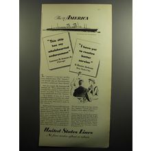 1951 United States Lines Cruise Ad - The SS America