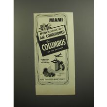 1952 The Columbus Hotel Ad - Miami Now completely air conditioned