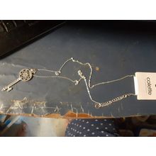 womens silvertone necklace BNWT sparkly key with white gems collette brand