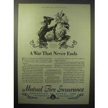 1930 Mutual Fire Insurance Ad - A War That Never Ends