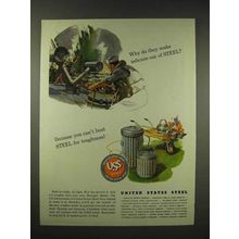 1944 United States Steel Ad - Make Ashcans Out Of
