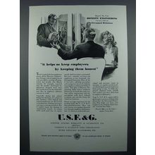 1944 USF&G Insurance Ad - Helps Keep Employees